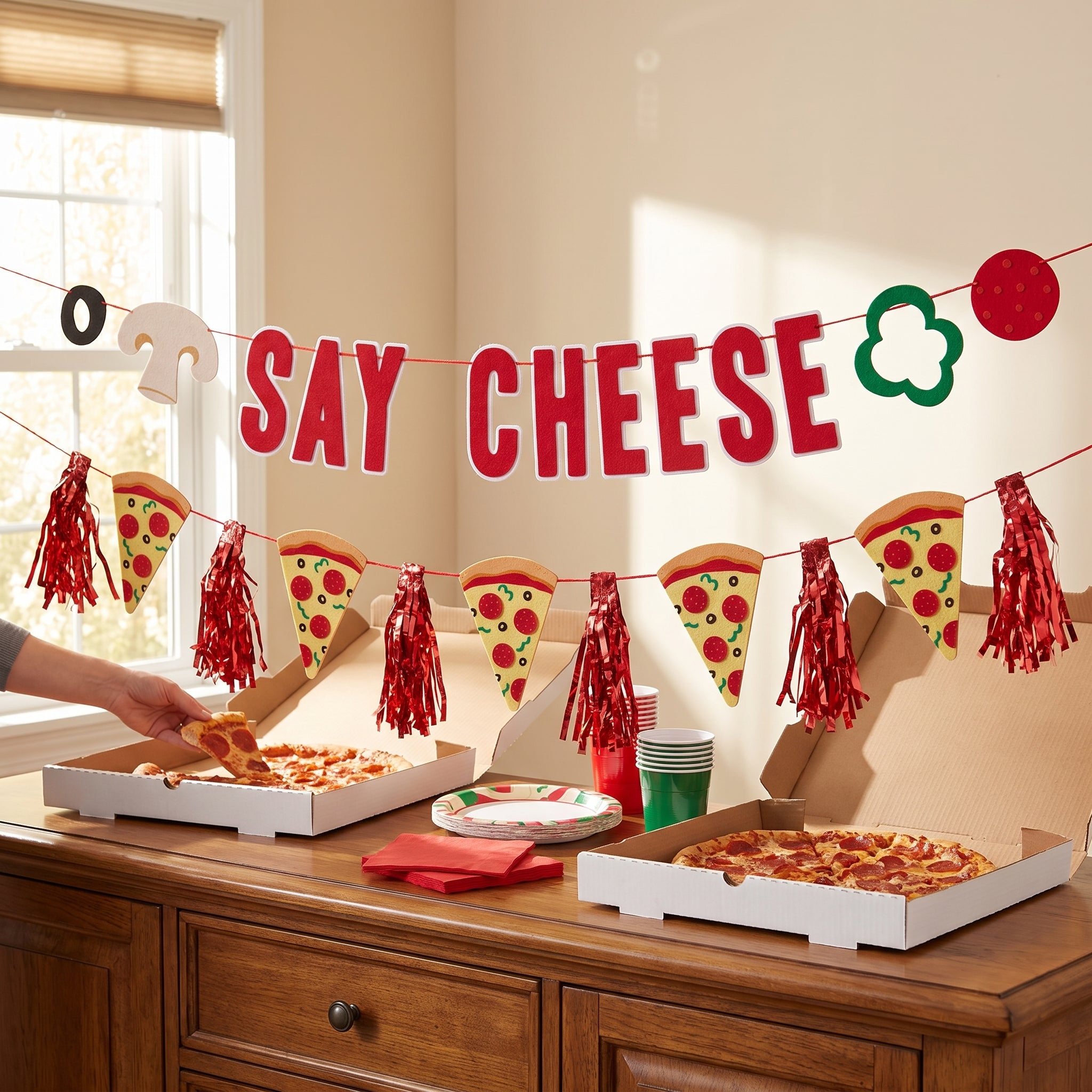 Pizzeria Felt Pennant Banner Set, 2-Pack
