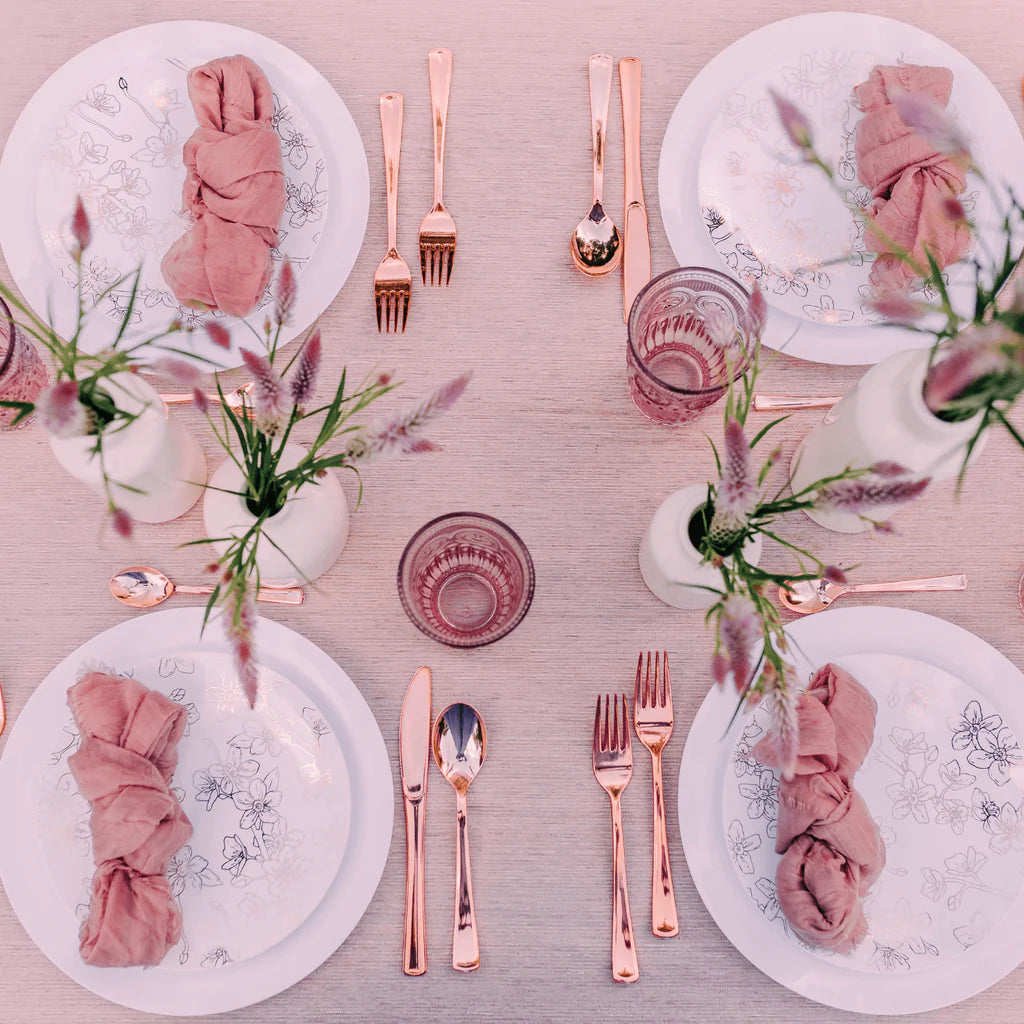 Exquisite Classic Rose Gold Plastic Forks | 20 Count