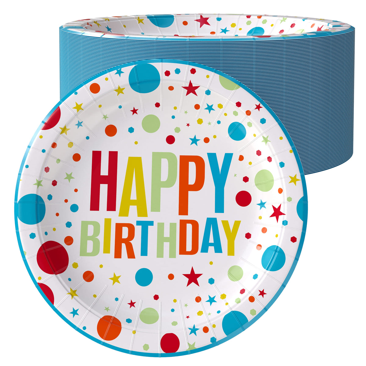 7 In. Birthday Print Paper Plates - 50 Ct.