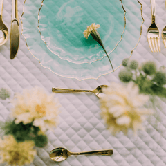 9 In. Mint/Gold Petal Plates | 120 Count