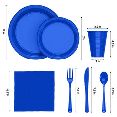 182 Pcs Dark Blue Plastic Dinnerware Set | Setting for 26