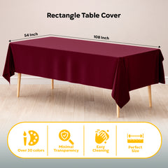 Burgundy Plastic Table Cover | 54 in. x 108 in.