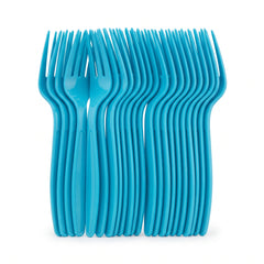 Caribbean Blue Plastic Forks - 7.5 in. - 20 Pack