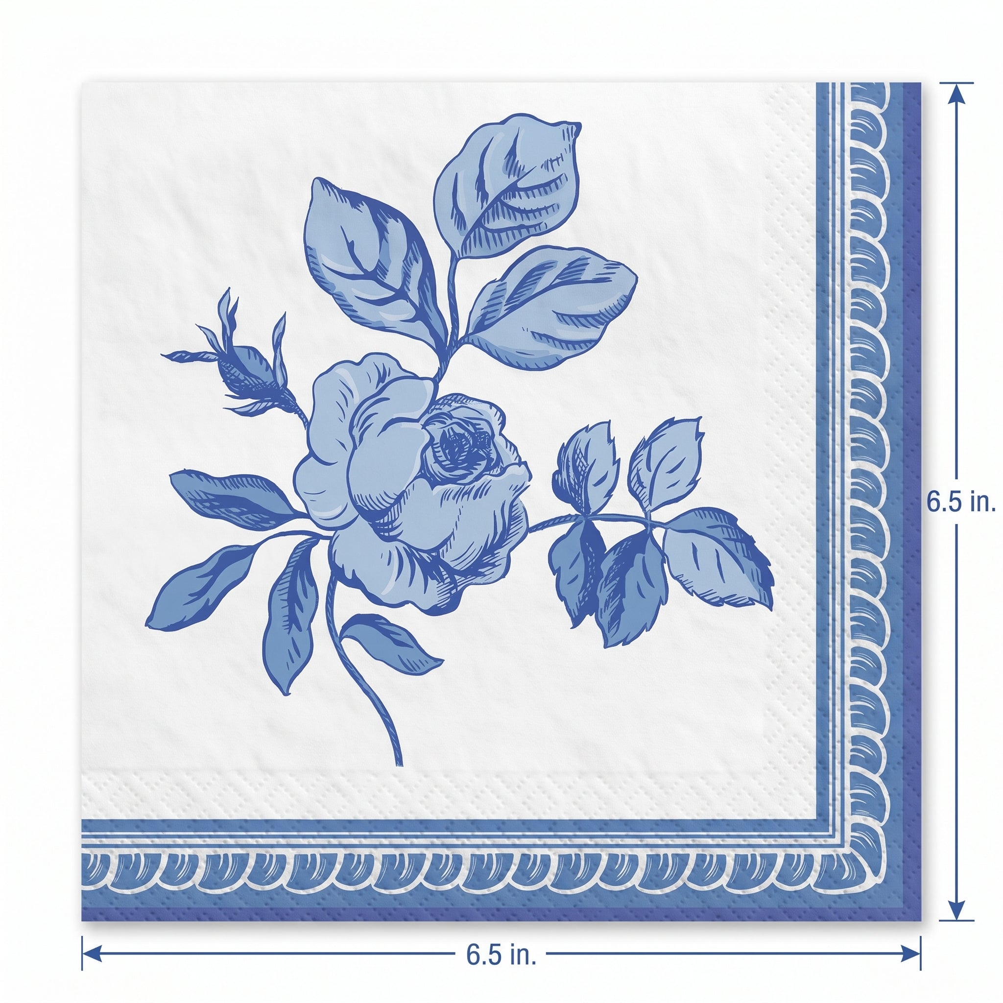 Blue Regency Floral Lunch Napkins - 6.5 In. X 6.5 In.