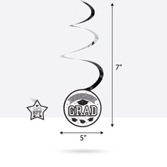 White Graduation Spiral Decorations Value Pack, 12-Pack