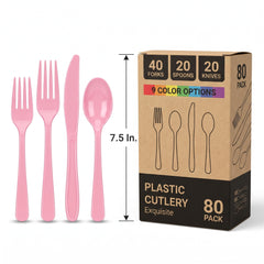 Heavyweight Assorted Pink Plastic Cutlery Set - 7.5 in.