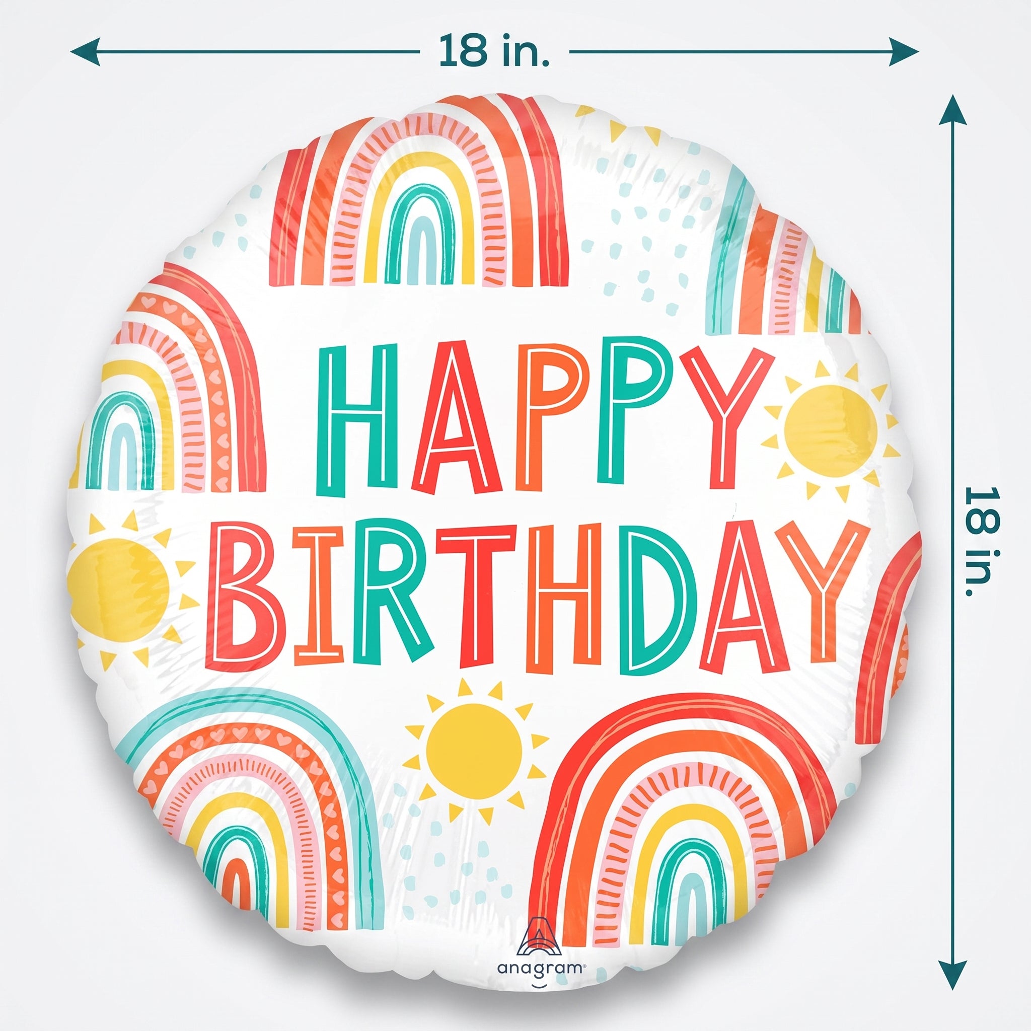 Retro Rainbow Happy Birthday Foil Balloon - 18-inch