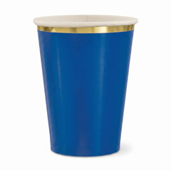 Royal Blue Paper Cup with Gold Trim - 12oz
