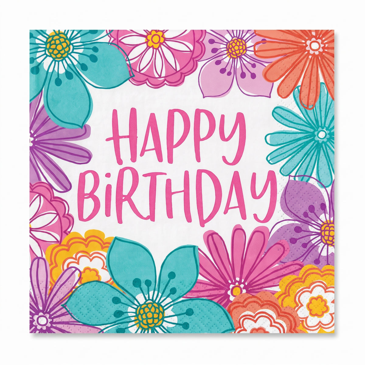 Pretty Petals Birthday Lunch Napkins - 6.5 In. x 6.5 In.