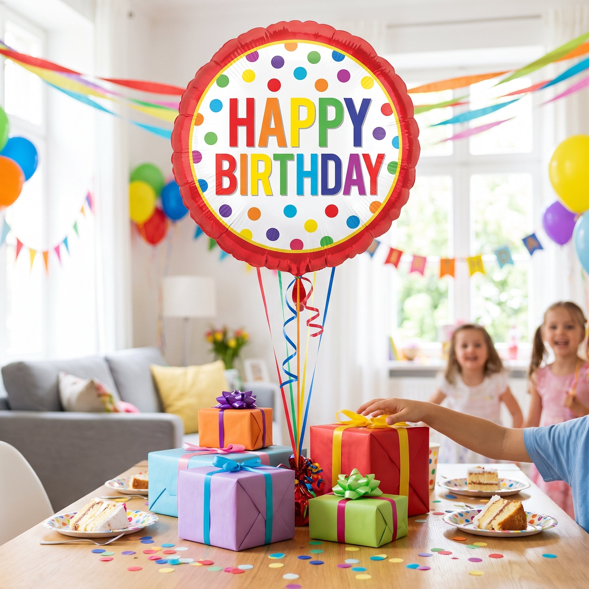 Vibrant Dots of Color Birthday Foil Balloon