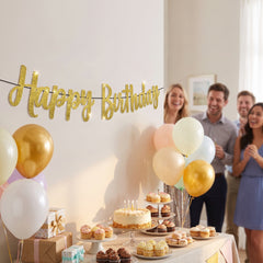 Glitter Gold "Happy Birthday" Banner Decoration