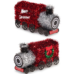 Festive 3D Tinsel Christmas Train Decoration