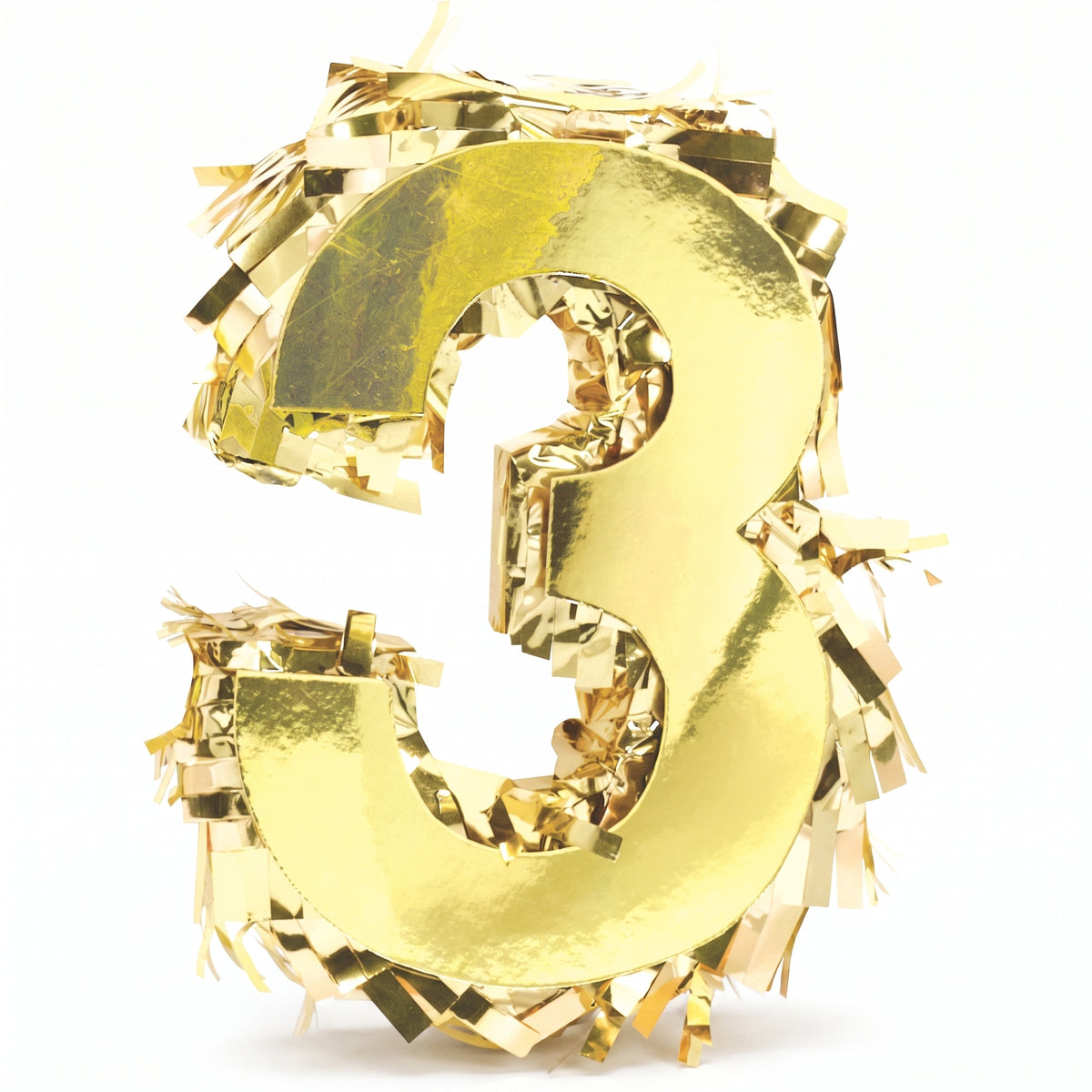 Metallic Gold Number 3 Mini Piñata Decoration, 6-Inch