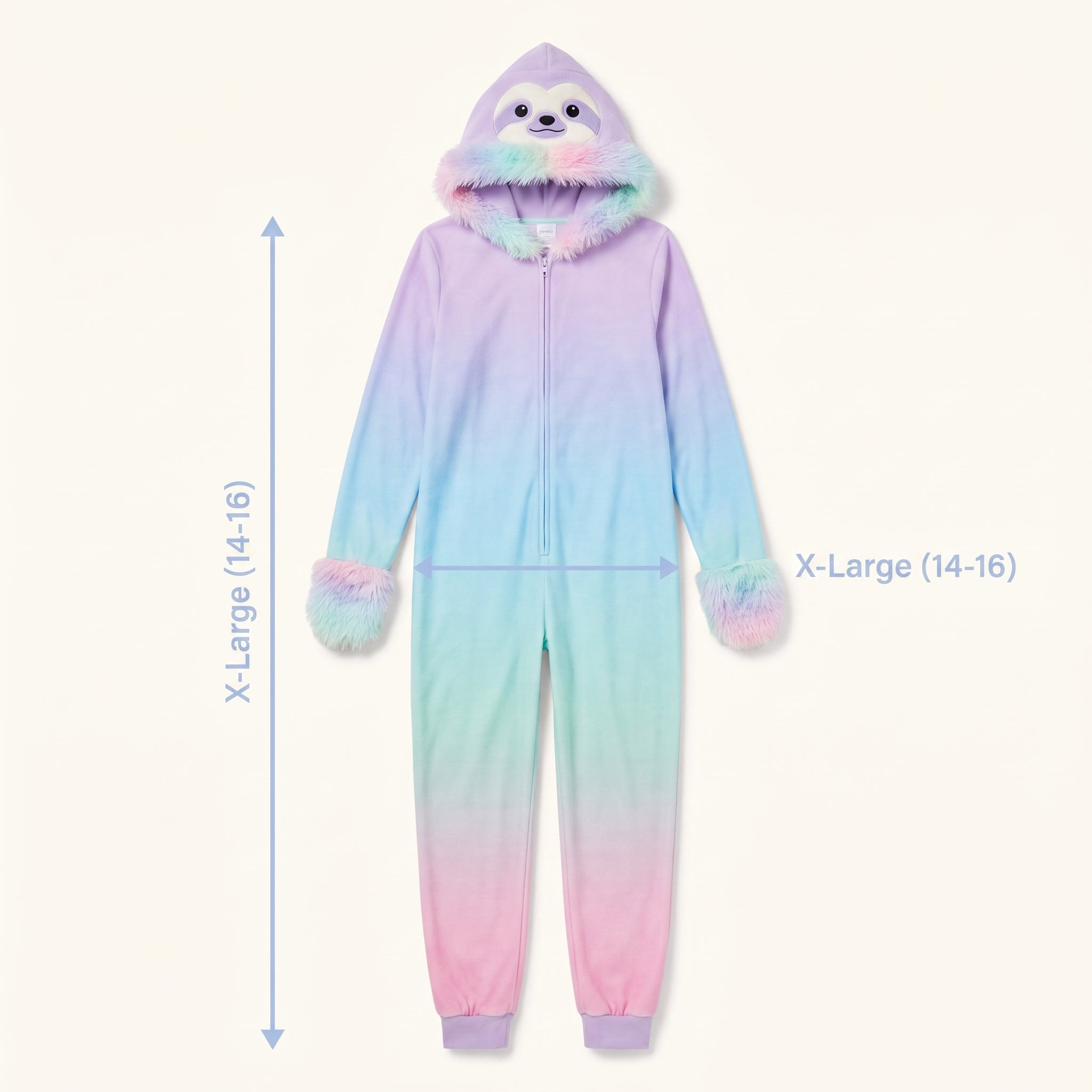 Pastel Sloth Zipster Costume for Girls - Halloween Edition