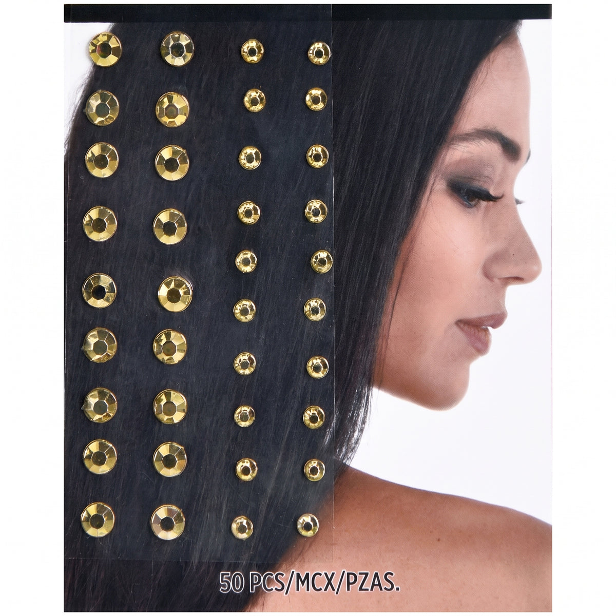 Sparkling Gold Hair Gems Set - 50 Pieces