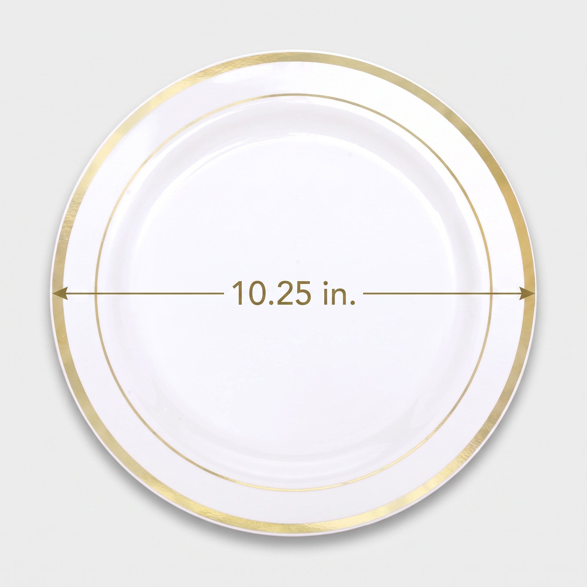 Elegant Gold-Trimmed Premium Plastic Dinner Plates - 10.25", 20 Pack
