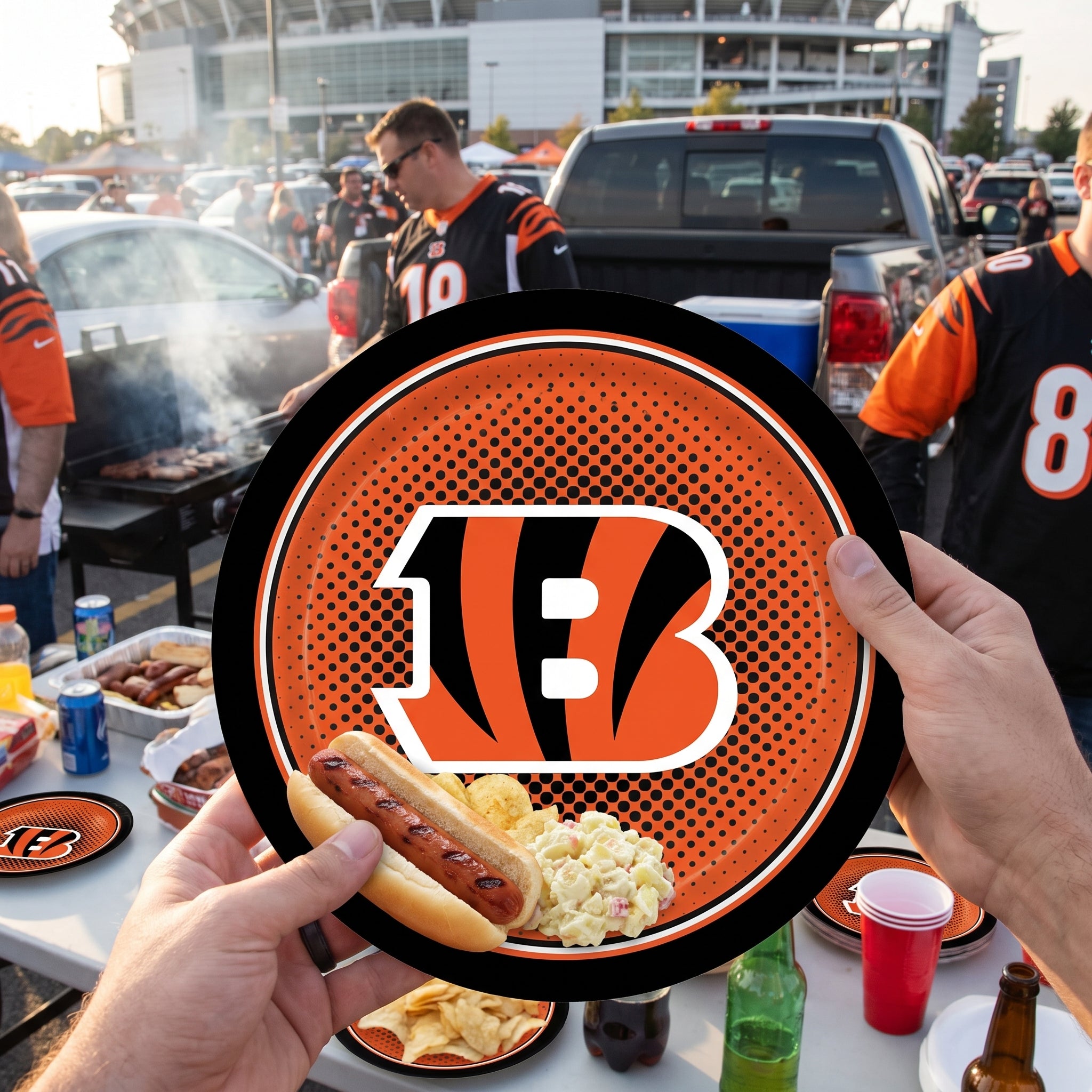 Cincinnati Bengals 9" Round Paper Plates - NFL Party Supplies