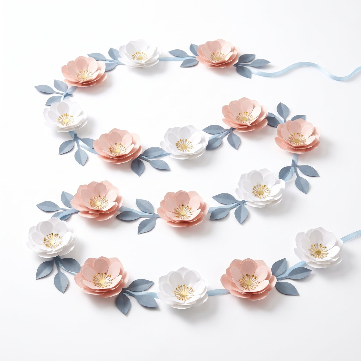Rose Gold Floral Garland Decoration - 9 ft