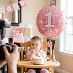 Little Miss 1st Birthday Pink Foil Balloon