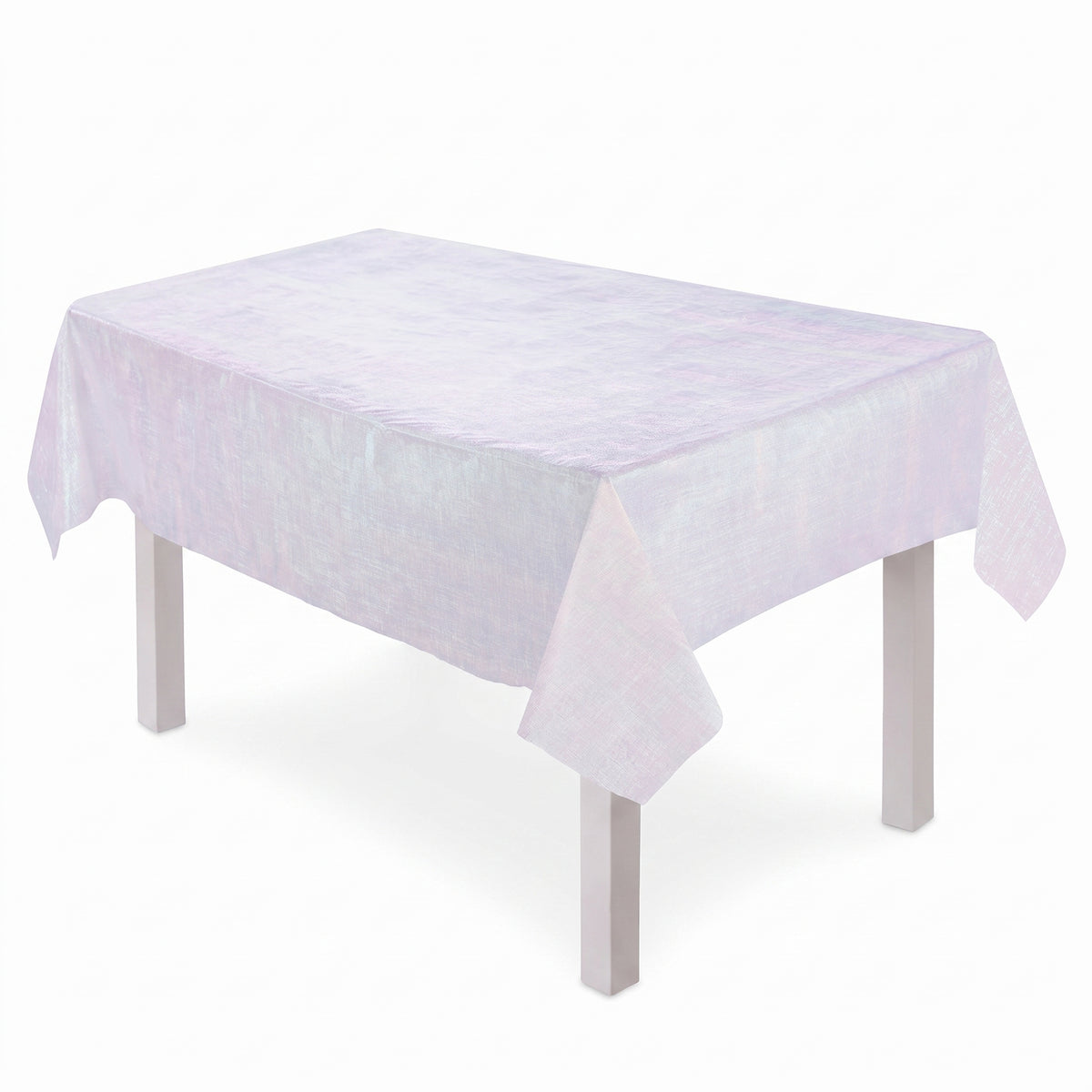 White Opalescent Reusable Table Cover - 54" x 102" for Weddings & Showers