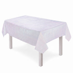 White Opalescent Reusable Table Cover - 54" x 102" for Weddings & Showers