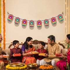 Diwali Lantern Paper Garland Banner, 12-Ft