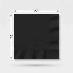 Elegant Black Beverage Napkins - 40 Pack - 5 In. X 5 In.