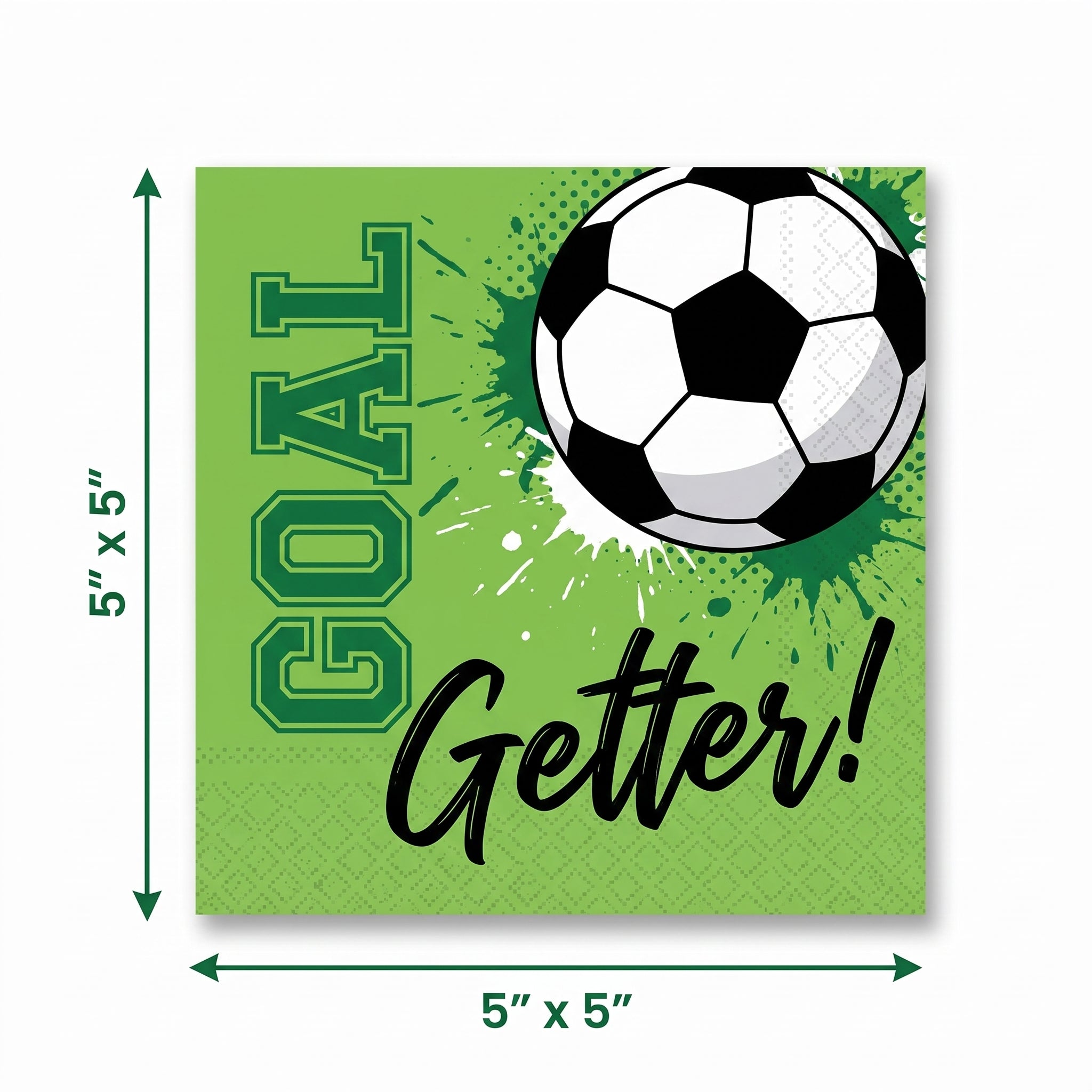 Goal Getter Soccer Beverage Napkins - 36 Pack - 5 In. X 5 In.