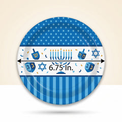 Festive Hanukkah Celebration Paper Plates - 6.75"
