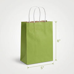 Kiwi Green Kraft Gift Bag - 5" Medium Paper Bag