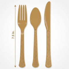 Gold Heavyweight Plastic Cutlery Set - 24 Pieces