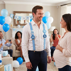 "Future Dad" Blue Suspenders for Baby Shower