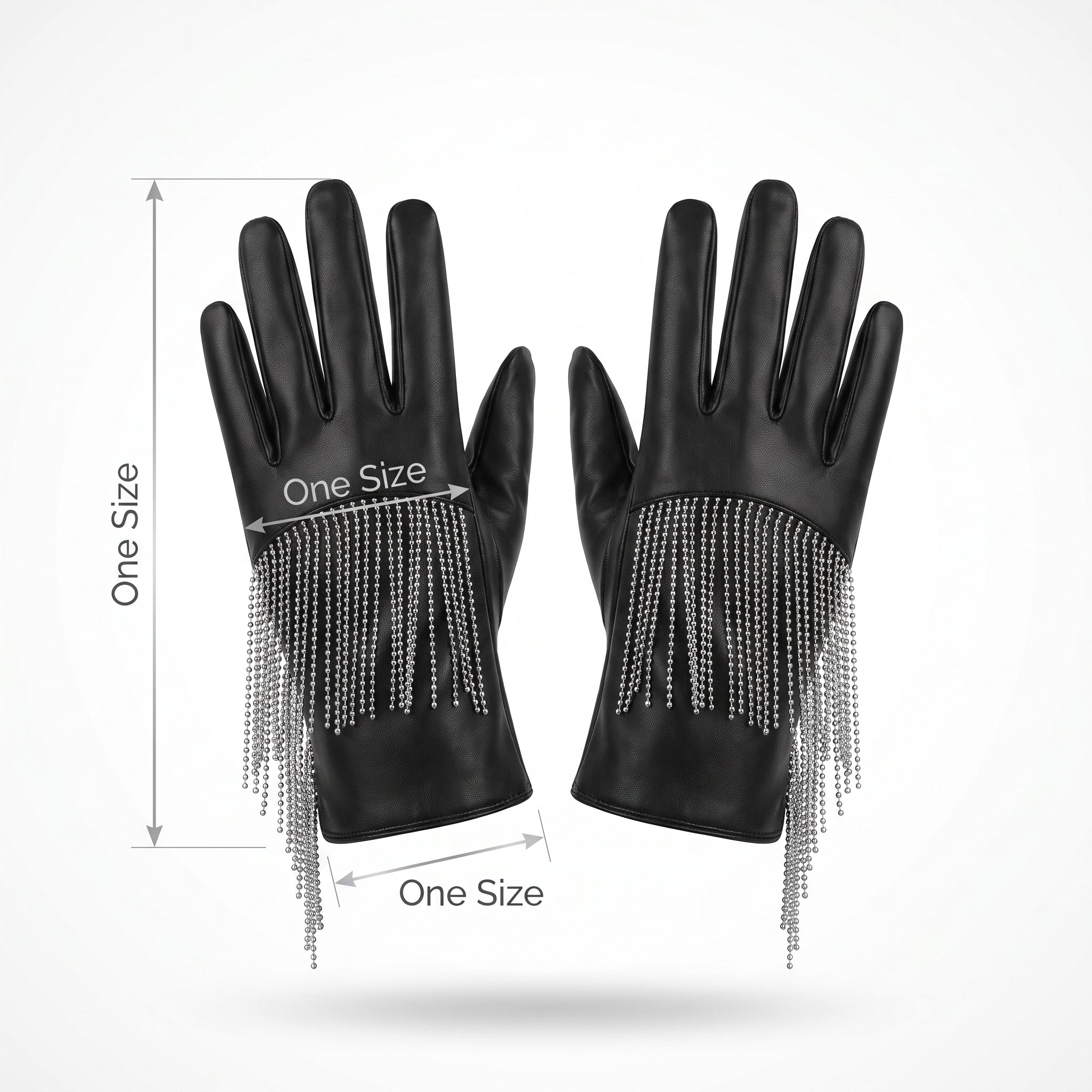 Cowgirl Glam Halloween Gloves with Ball Chain Fringe