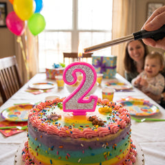 Pink Glitter Number 2 Birthday Candle