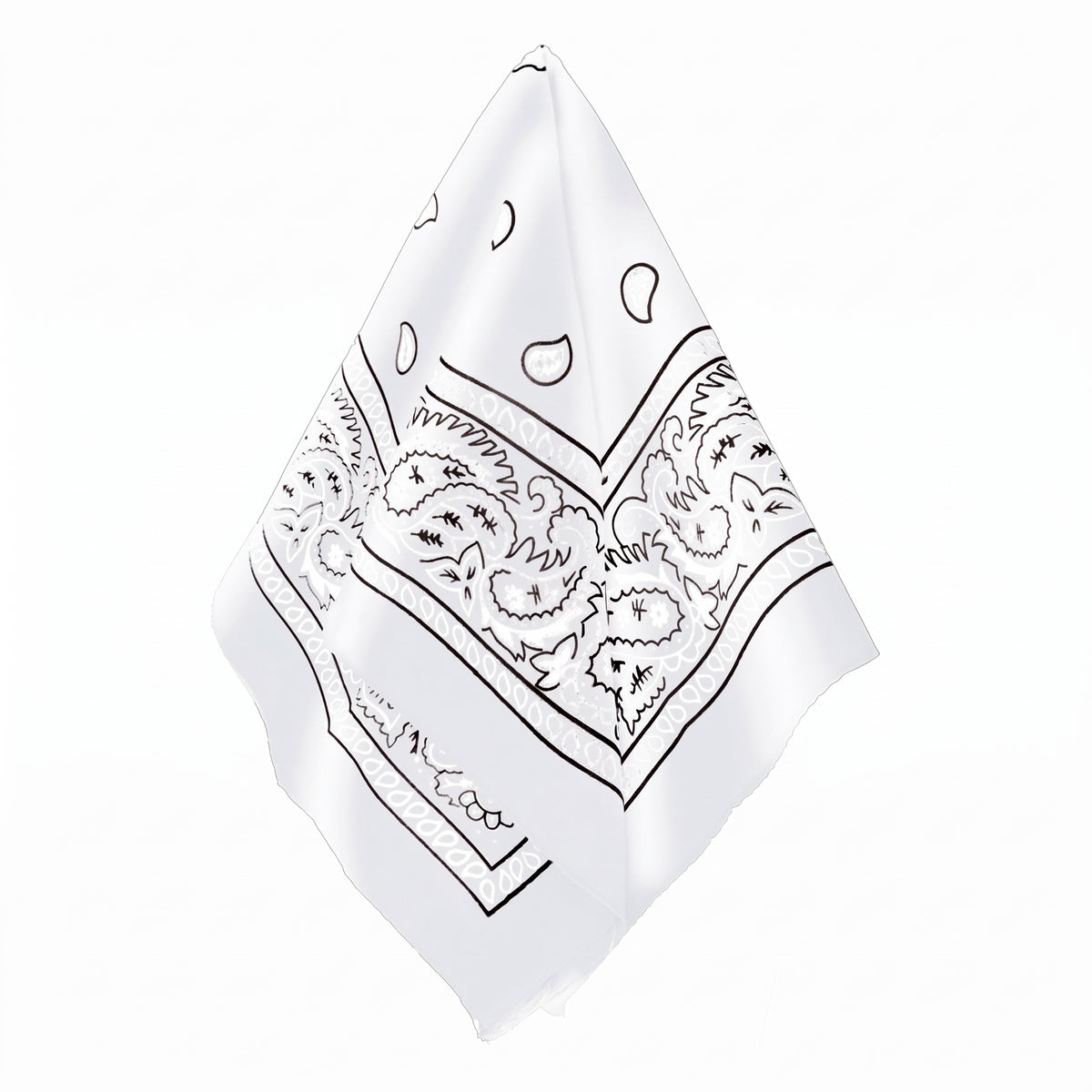 Classic White Paisley Bandana - Versatile Costume Accessory