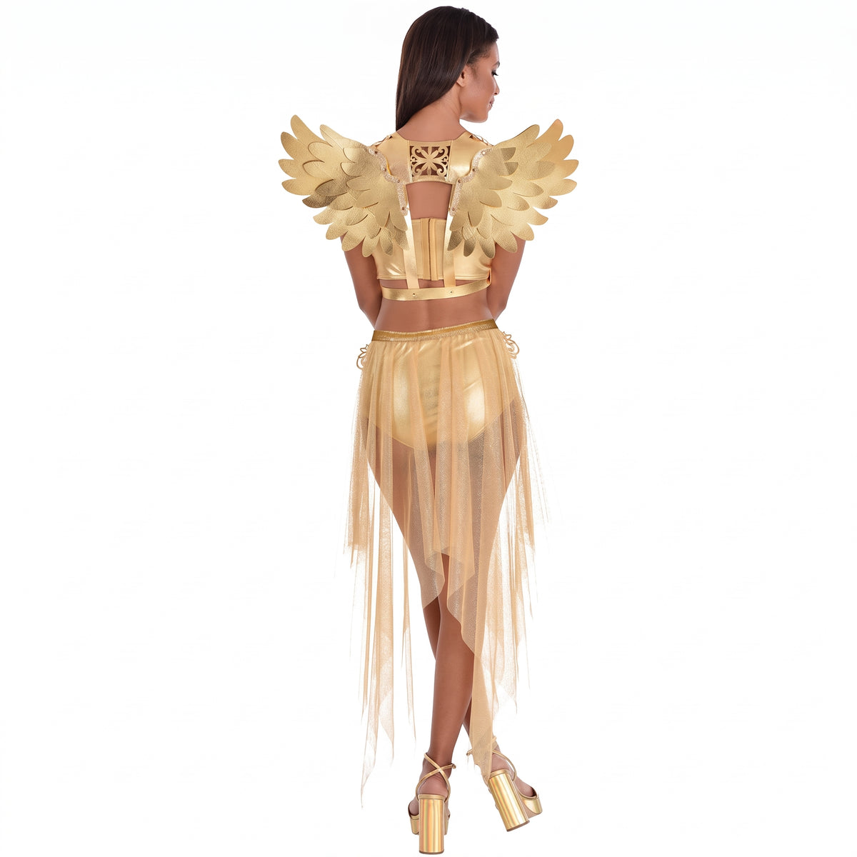 Golden Gilded Glam Wing Harness for Halloween
