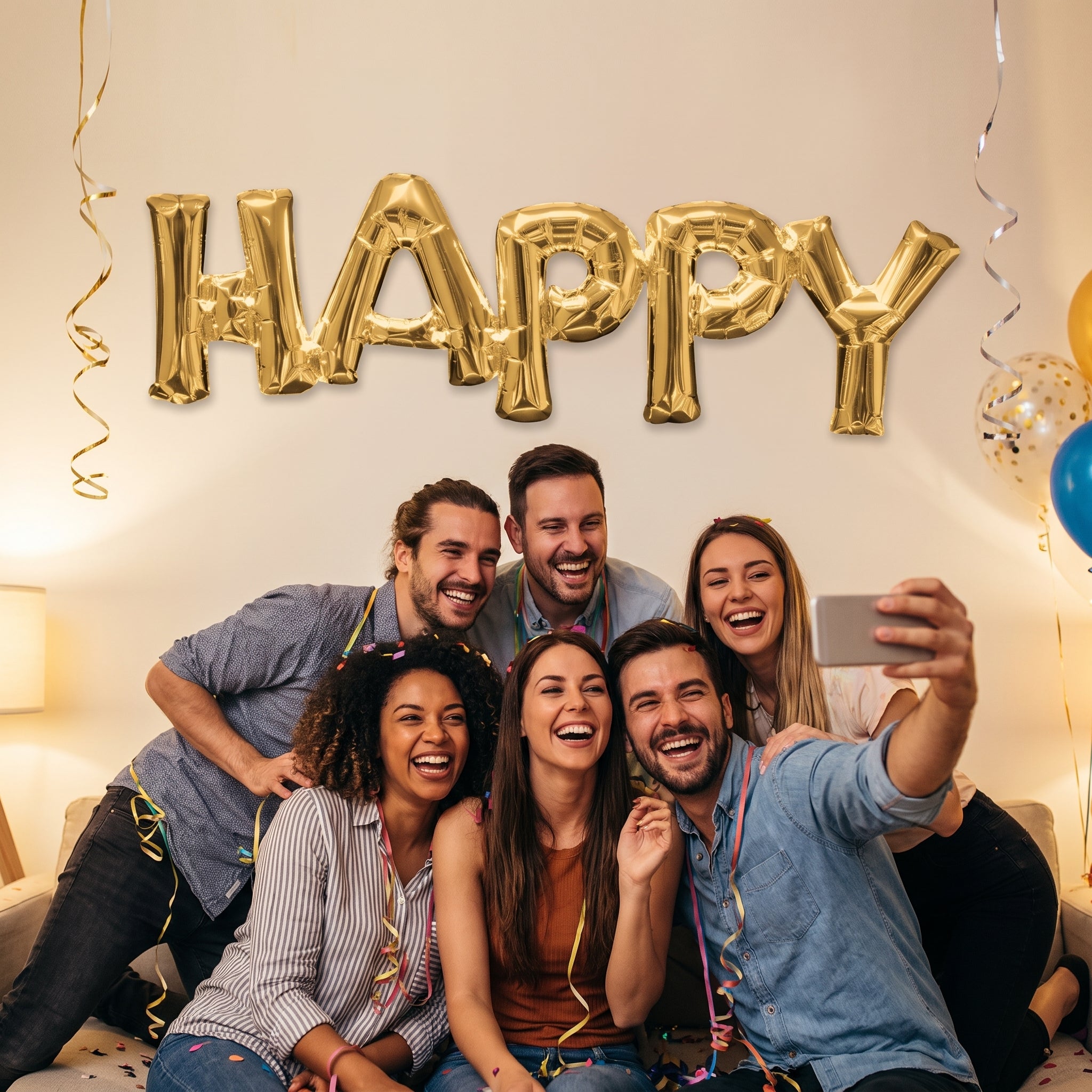 Gold Foil "HAPPY" Air Filled Balloon