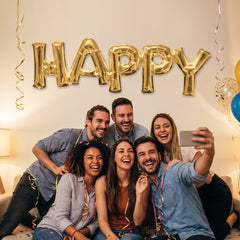 Gold Foil "HAPPY" Air Filled Balloon