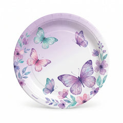 Butterfly Flutter 9" Round Paper Plates - 8 Pack