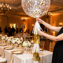 Elegant White and Gold Tassel Balloon Tail Accessory - 6 ft