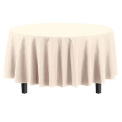 Round Ivory Plastic Table Covers | 12 Pack