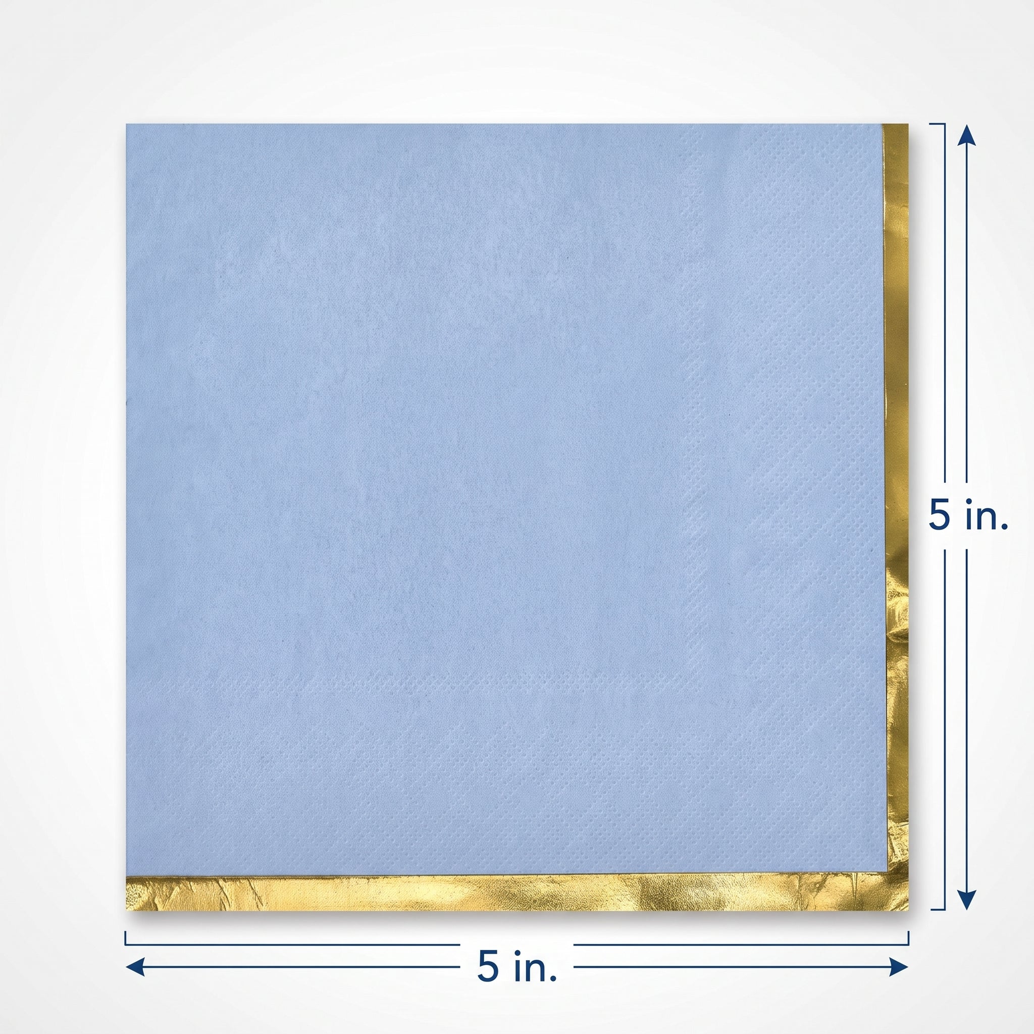 Elegant Blue Beverage Napkins with Gold Foil Accent - 5 In. X 5 In.