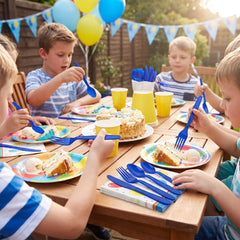 Royal Blue Assorted Plastic Cutlery Set - 24 Pieces - 7.5 in.