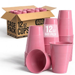 12 Oz. Pink Plastic Cups | Case of 600