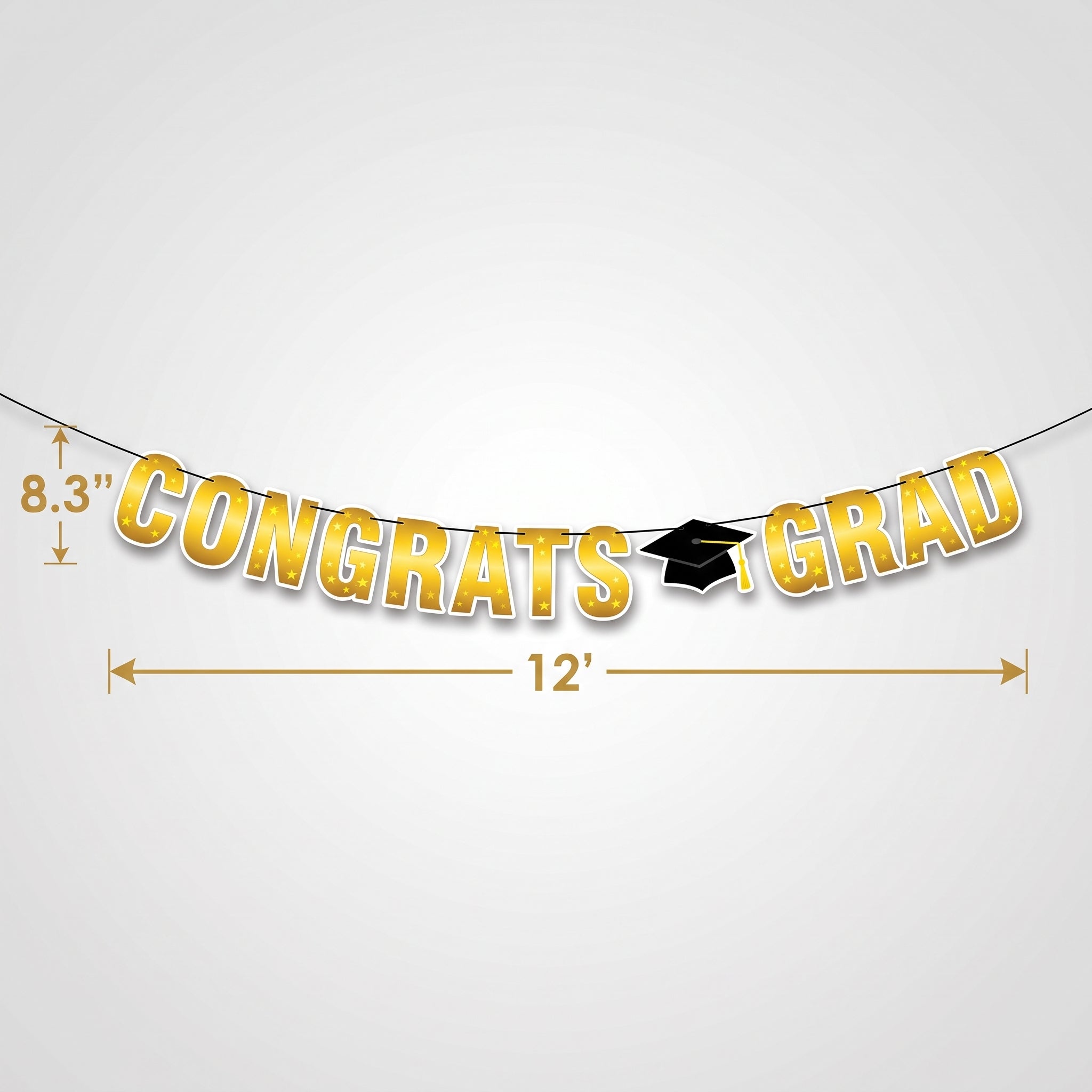 "Congrats Grad" Yellow Letter Banner Decoration for Graduation