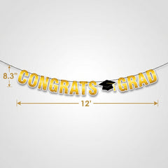 "Congrats Grad" Yellow Letter Banner Decoration for Graduation