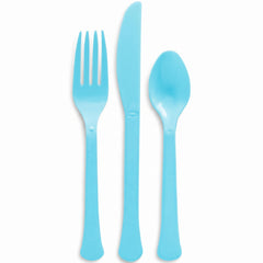 Light Blue Heavyweight Plastic Cutlery Set - 7.5 in. - 24 Count