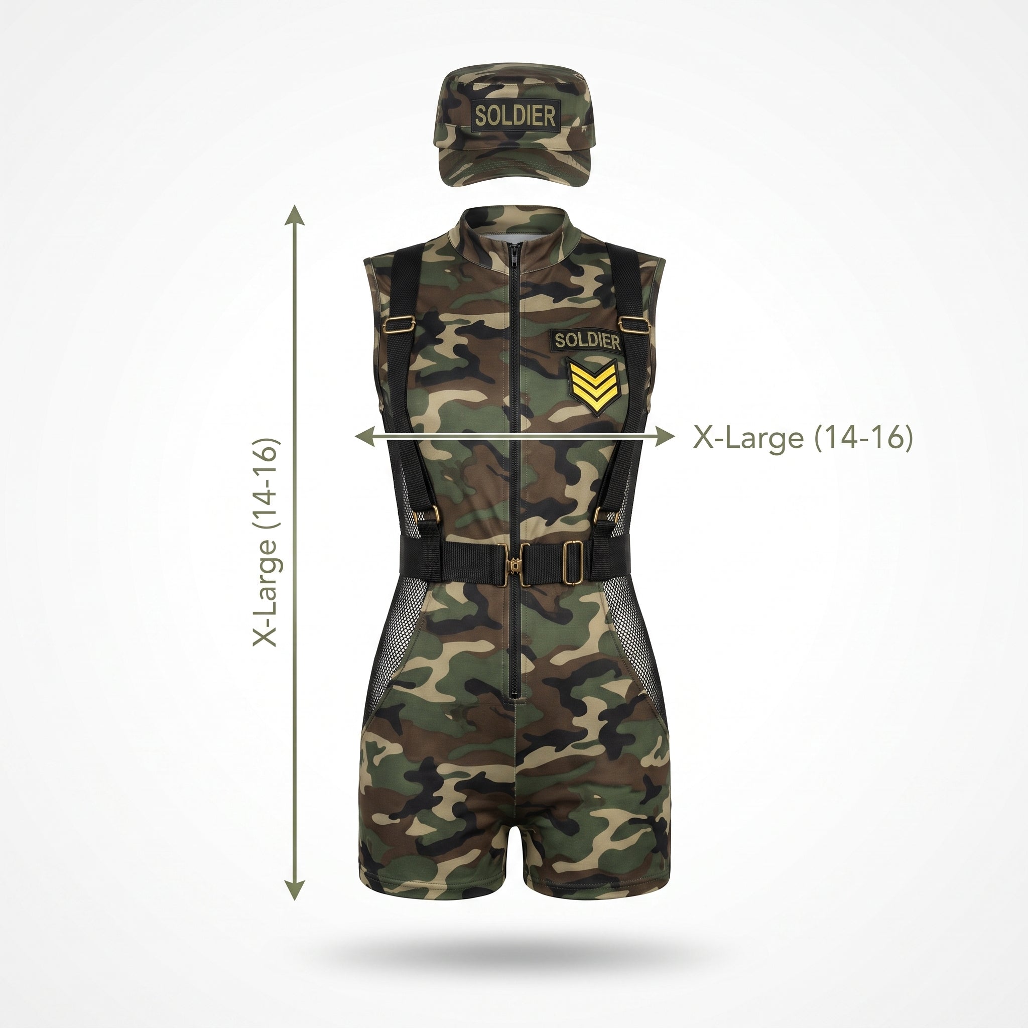 Women's Camouflage Soldier Costume - XL