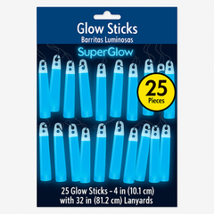 Blue Glow Stick Necklaces with Lanyards - Pack of 25