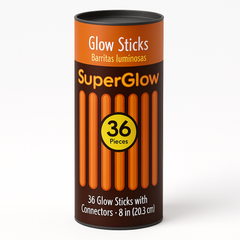 Vibrant Orange Glow Sticks - 8-Inch, 36-Pack